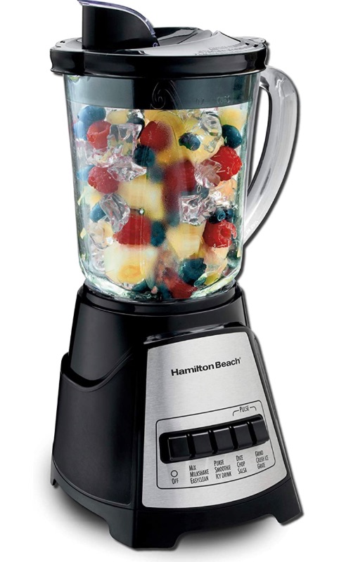 Photo 1 of Hamilton Beach 58148A Blender to Puree - Crush Ice - and Make Shakes and Smoothies - 40 Oz Glass Jar - 12 Functions - Black and Stainless