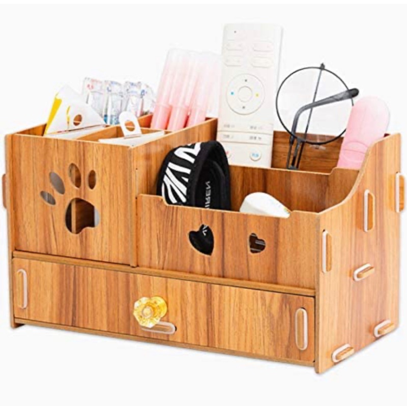 Photo 1 of Ayane Home Office Desk Organizer with Drawer?Supplies Caddy with Pen Holder and Storage Baskets for Desk Accessories, File Organizer and Desktop Stationary?501-Cherry Color?