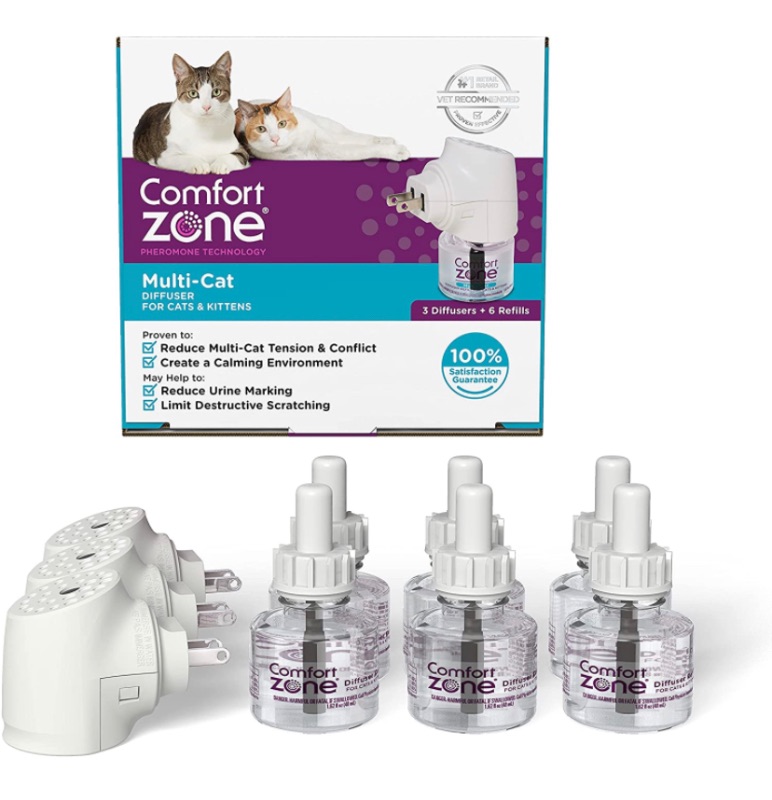 Photo 1 of  Diffusers Plus 6 Refills | Comfort Zone Multi-Cat Calming Kit (Value Pack) for a Peaceful Home | Veterinarian Recommend | Stop cat Fighting and Reduce Spraying & Other Problematic Behaviors