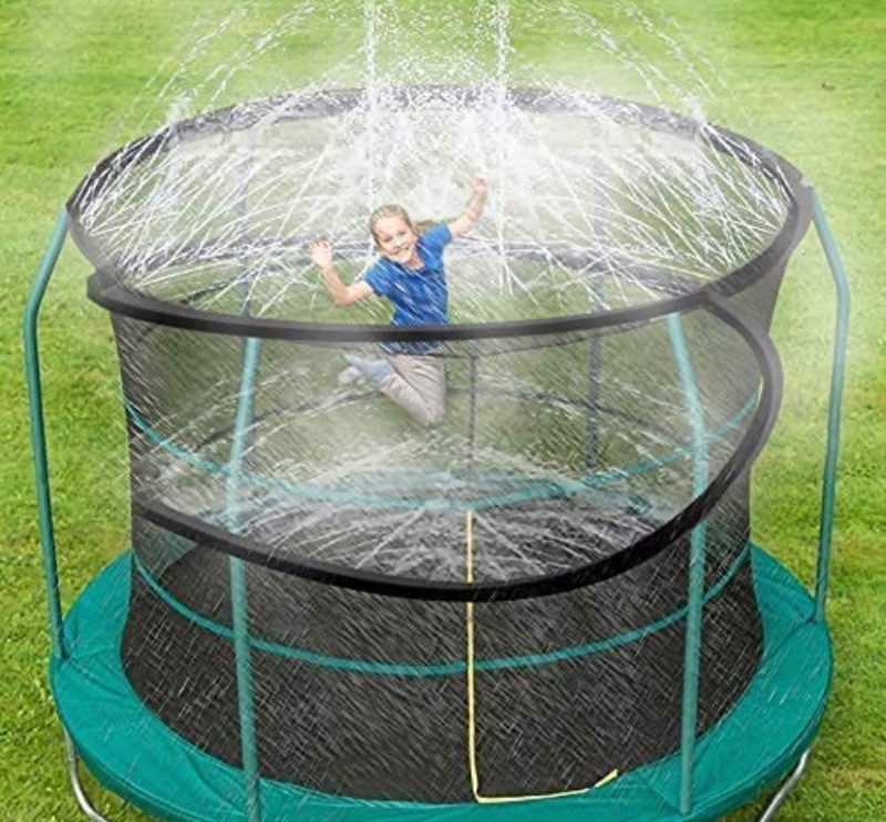 Photo 1 of ARTBECK Trampoline Sprinkler for Kids, Outdoor Trampoline Water Park Sprinklers for Boys Girls, Trampoline Accessories for Summer Fun Backyard Water Play Games 39ft
