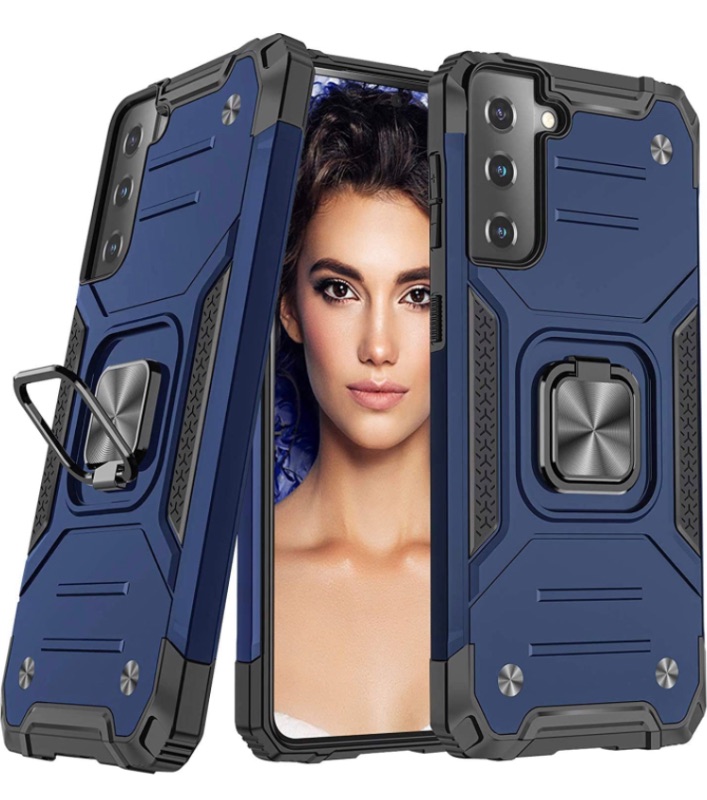 Photo 1 of AmeriCase | Samsung Galaxy S21 5G | Case with Kickstand and Metal Ring - Shockproof Samsung S21 5G Ultra Case Military Grade Drop Tested Slim Dual Layer Galaxy S21 5G 6.3in (VS2 Blue)