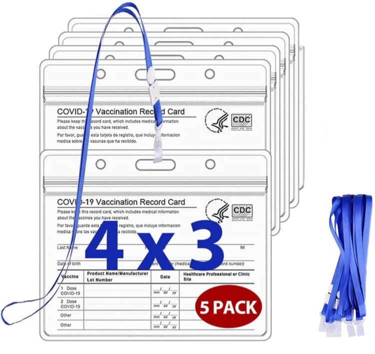 Photo 1 of 10 Pack CDC Vaccine Card Holder Protector Waterproof with 10 Lanyard

5Pack Vaccination Card Protector, 4 X 3" Immunization Record Vaccine Card Holder, Plastic Clear ID Card Holder Name Cards Badge Holders

5 Pack CDC Vaccine Card Holder Protector Waterpr