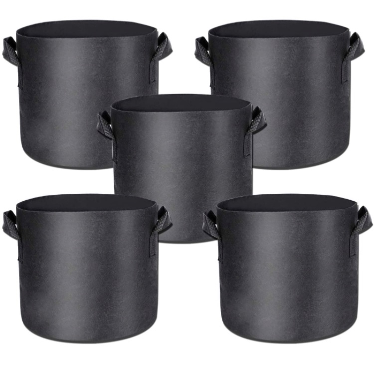 Photo 1 of  5-Pack 10 Gallon Grow Bags Heavy Duty Aeration Fabric Pots with Handles Flower/Plant/Vegetable Grow Bag Black