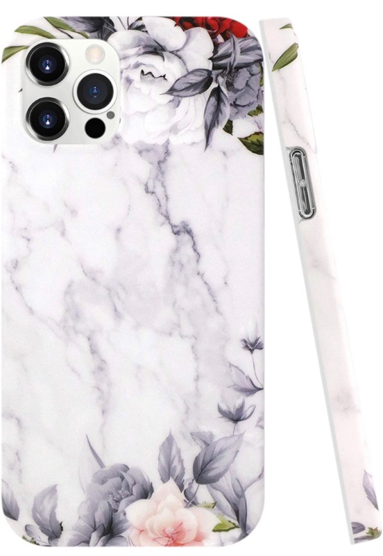 Photo 1 of A-Focus Case Compatible with iPhone 12 Pro Max Case 5G Rose Marble, White Gray Marble Floral Frosted IMD Shock Proof Protective Slim TPU Case for 12 Pro Max 6.7 inch Matte Flower Marble Gray 2 cases