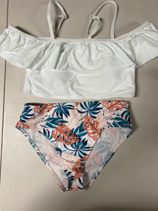 Photo 1 of 2 piece bikini white top and floral bikini size M