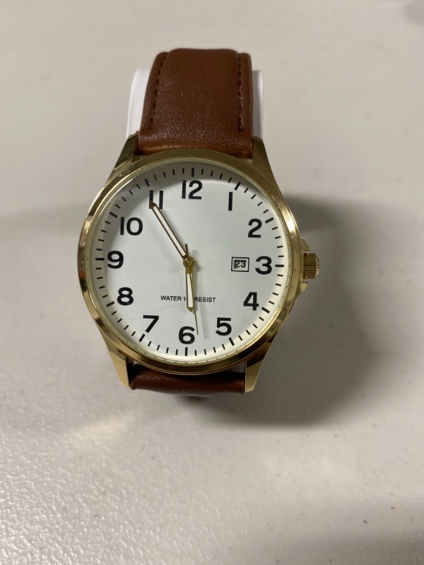 Photo 1 of  Womens Numbers Large Face Easy to Read Analog Watch with Second Hand - Leather Band - for Nurses Teachers Seniors