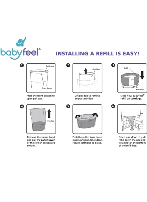 Photo 2 of Babyfeel Refills Compatible with Dekor Classic Diaper Pail | 4 Pack | Exclusive 30% Extra Thickness | Diaper Pail Refills with Powerful Odor Elimination | Fresh Powder Scent | Holds up to 1980 Diapers