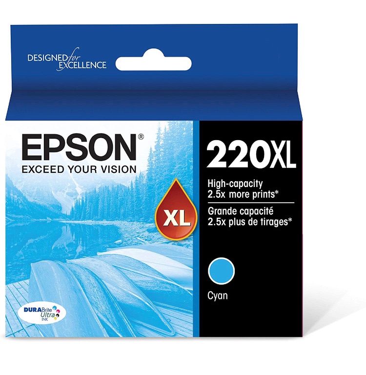 Photo 1 of EPSON T220 DURABrite Ultra Ink High Capacity Cyan Cartridge (T220XL220-S) for Select Epson Expression and Workforce Printers