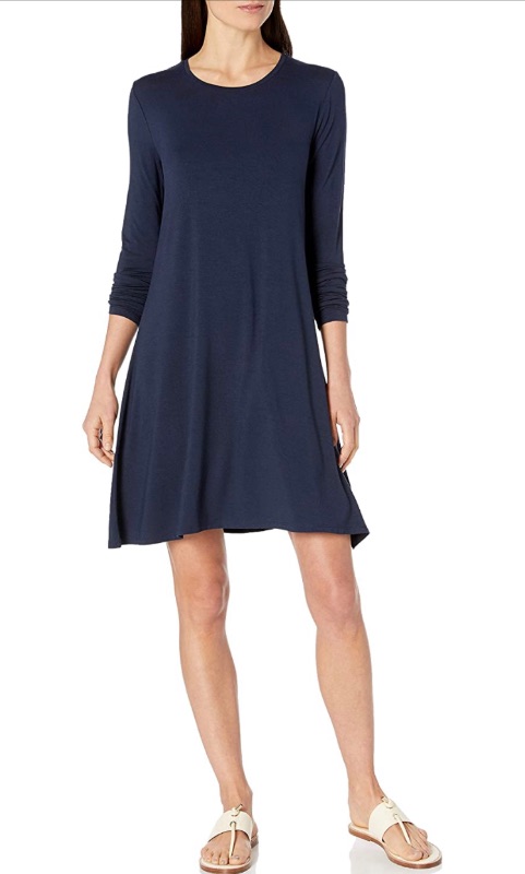 Photo 1 of Amazon Essentials Women's Long-Sleeve Crewneck Swing Dress size L