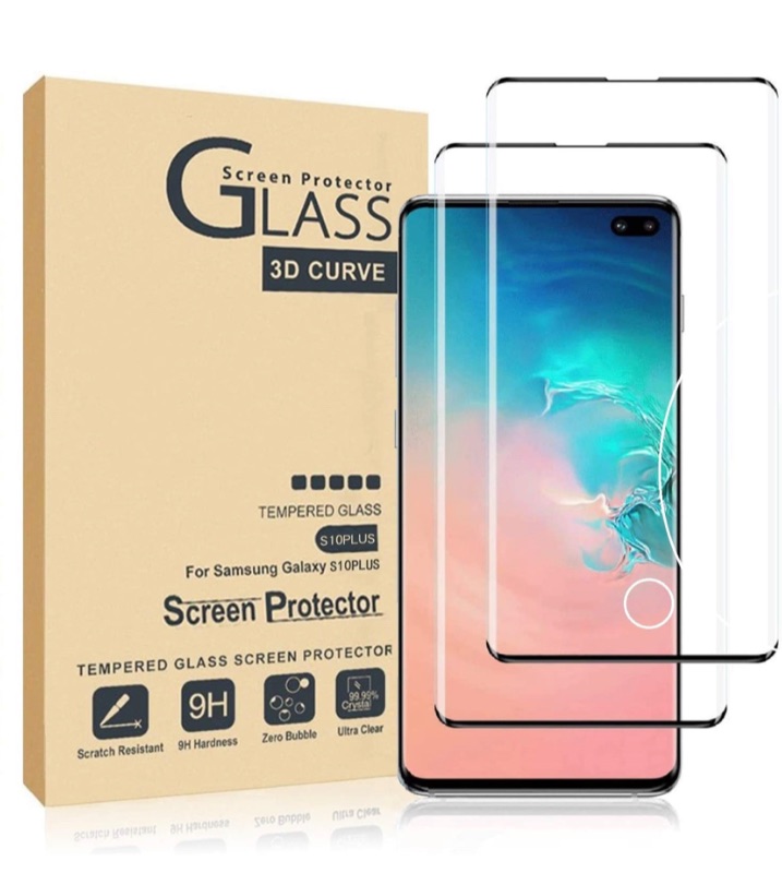 Photo 1 of Galaxy S10 plus 5G Screen Protector, [2-Pack] [Full Coverage] [3D Bending] [HD] Tempered Glass Screen Protector For Samsung Galaxy S10 plus