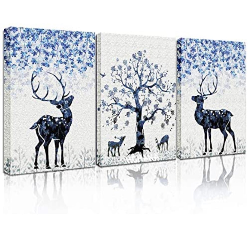 Photo 1 of 3 piece Framed Canvas Wall Art paintings formodern kitchen Bedroom Decoration deer Canvas Prints inspiration posters Artwork for home walls-No Frame