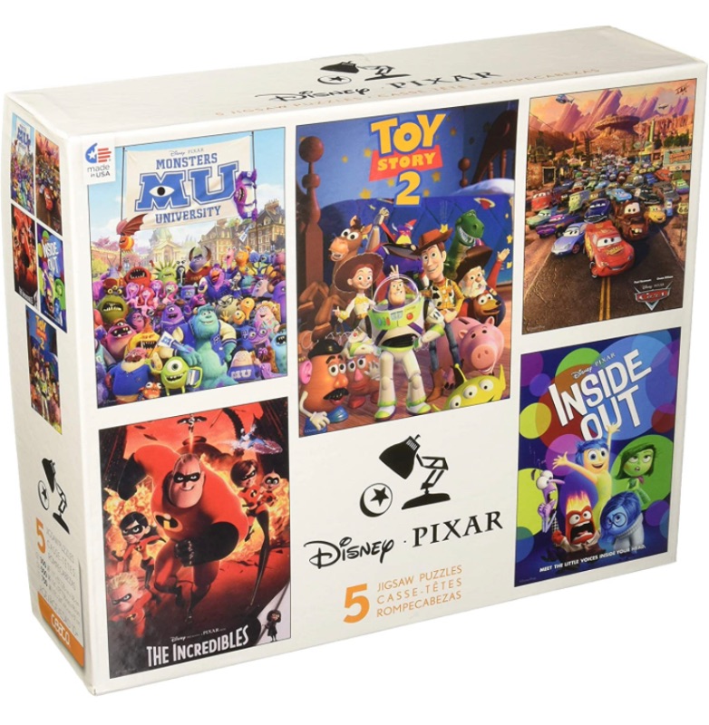 Photo 1 of Ceaco - Disney/Pixar 5 in 1 Multipack Jigsaw Puzzle Sets - Monsters University (MU), The Incredibles, Toy Story 2, Cars, Inside Out