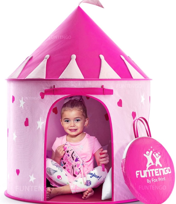 Photo 1 of FoxPrint Princess Castle Play Tent With Glow In The Dark Stars, Conveniently Folds In To A Carrying Case, Your Kids Will Enjoy This Foldable Pop Up Pink Play Tent/House Toy For Indoor and Outdoor Use