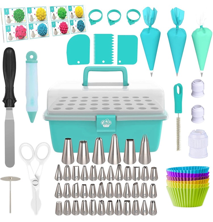 Photo 1 of Cake Decorating Tools 115-Piece Piping Bags and Tips Set Cake Decorating Kit with 42 Piping Tips Cake Decorating Supplies with Frosting Tips and Bags Cupcake Decorating Kit Cookie Decorating Supplies