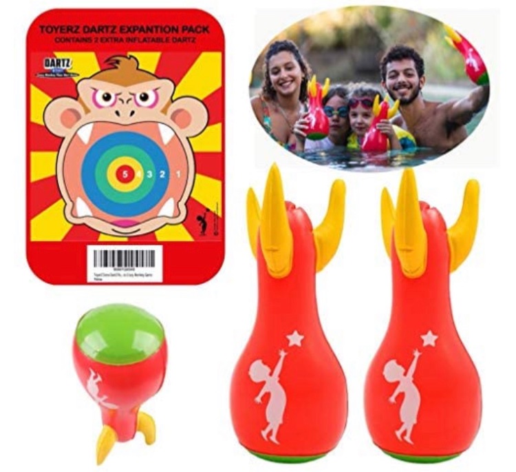 Photo 1 of ToyerZ Lawn Darts Outdoor Games for Kids & Adults - Outside Toys for Boys & Girls, Family Yard Toss Game Set with 4 Dart Pins, Mat, Pegs, & Tote Bag - Fun Activity for Indoor, Backyard, or Beach Party