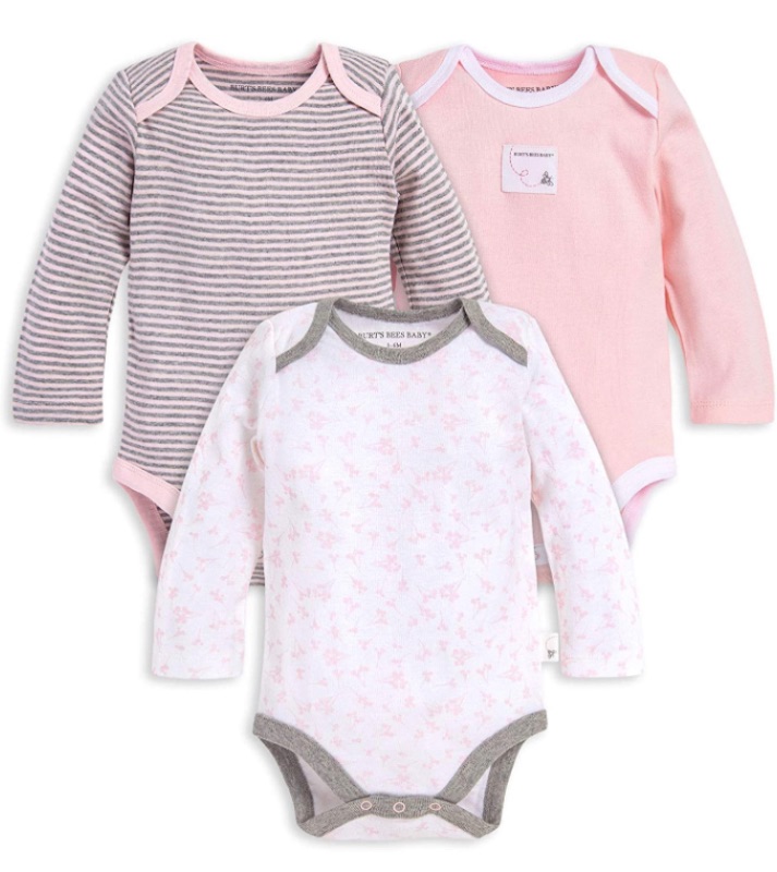 Photo 1 of Burt's Bees Baby Baby Bodysuits, 3-Pack Long & Short-Sleeve One-Pieces, 100% Organic Cotton Size 6-9 months