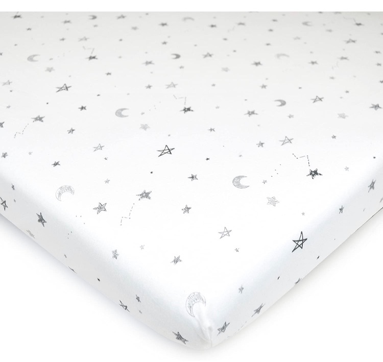 Photo 1 of American Baby Company 15" x 33" Fitted Bassinet Sheet, Printed 100% Natural Cotton Jersey Knit, Grey Star and Moon, Soft Breathable, for Boys and Girls