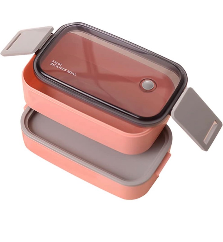 Photo 1 of Bento Box for Adults/Kids,All-in-One Stackable Bento Lunch Box,Ncludes 2 Stackable Containers,1600ML-Microwave, Dishwasher & Freezer Safe (Pink)