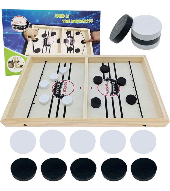 Photo 1 of Fast Sling Foosball Puck Game - 15.2" x 9.4" Table Desktop Battle Ice Hockey Board Game - Wooden Winner Board Battle Games Toys for Kids - Super Tabletop Sport Board Slingshot Game for Adults