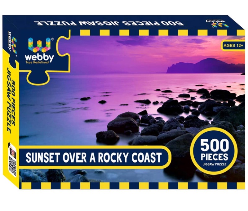 Photo 1 of Webby 500 Piece Jigsaw Puzzle - Sunset Over A Rocky Coast - 500 Pieces Puzzles for Adults and Family, 18 x 24