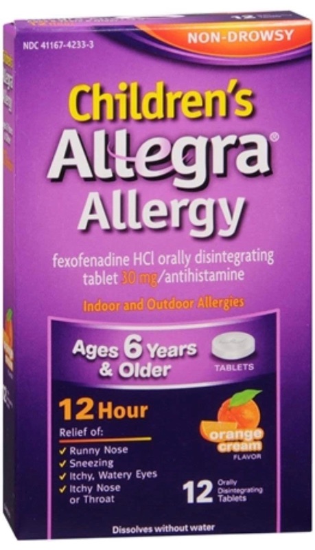 Photo 1 of Allegra Children's Allergy Orally Disintegrating Tablets Orange Cream Flavored 12 Tablets (Pack of 2) exp 7/2021