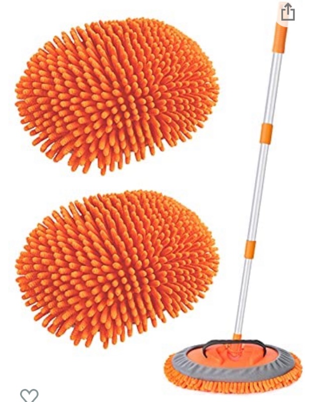Photo 1 of Conliwell 2 in 1 Car Wash Brush Mop Mitt Kit, Car Cleaning Kit Brush Duster, 45" Aluminum Alloy Long Handle, 2Pcs Chenille Microfiber Mop Heads, Extension Pole, Scratch Free Car Cleaning Tool Supplies