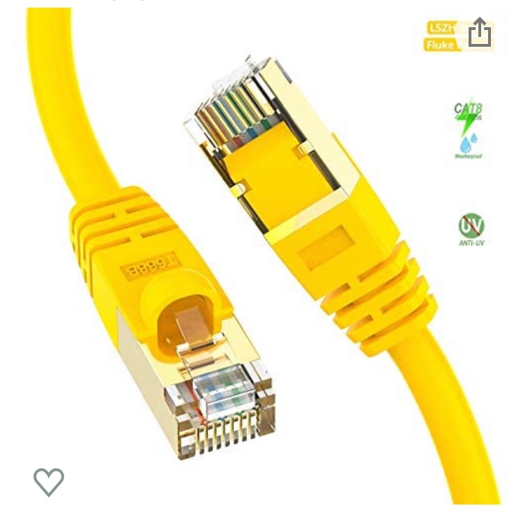 Photo 1 of CAT8 Ethernet Cable 15ft, BIFALE SSTP Cat8 Cable 26AWG, LSZH Jacket, Cat8 LAN Network Cable 40Gbps, 2000Mhz, Heavy Duty Triple Shielded for Modem, Router, PC, Mac, Laptop