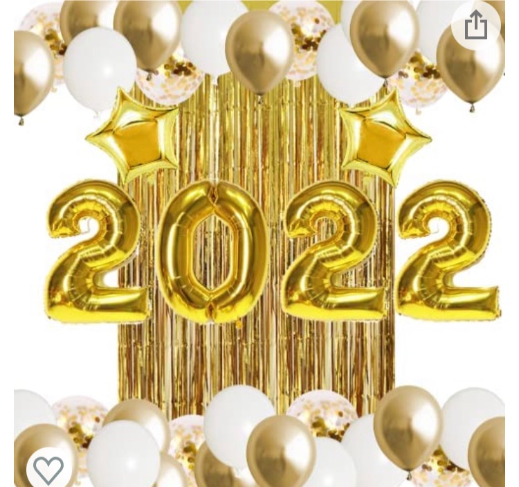 Photo 1 of 2022 New Year Party Decorations 32" 2022 Gold Foil Balloons with Tinsel Curtain Stars Foil Balloons Confetti Balloons for 2022 New Year Eve Party Decoration 2022 Party Supplies