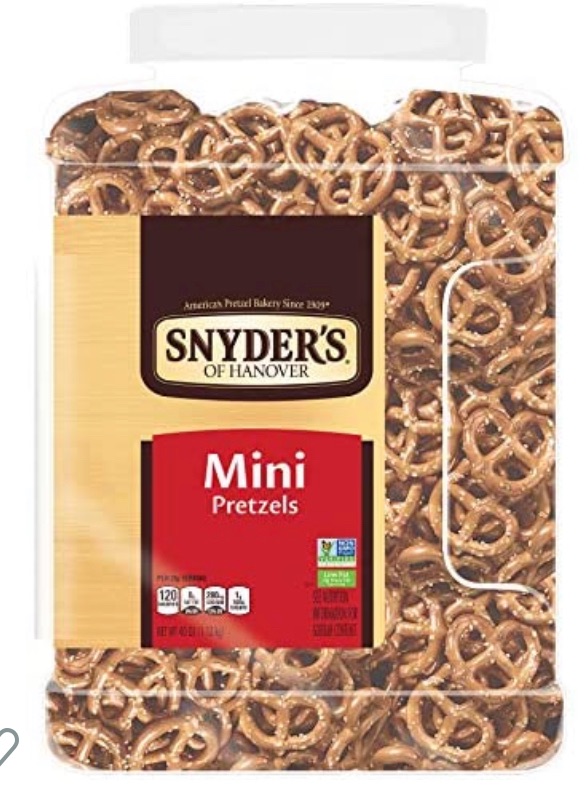 Photo 1 of Back to Nature Trail Mix, Non-GMO Cashew Almond Pistachio Blend, 9 Ounce 2 bags best by 12/2021

Snyder's of Hanover Mini Pretzels, 40 Oz Canister best by 9/2021