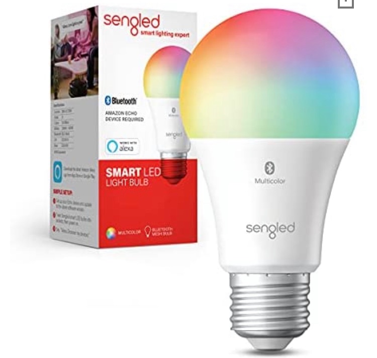 Photo 1 of Sengled Smart Light Bulbs, Color Changing Alexa Light Bulb Bluetooth Mesh, Smart Bulbs That Work with Alexa Only, Dimmable LED Bulb A19 E26 Multicolor, High CRI, High Brightness, 9W 800LM, 1Pack