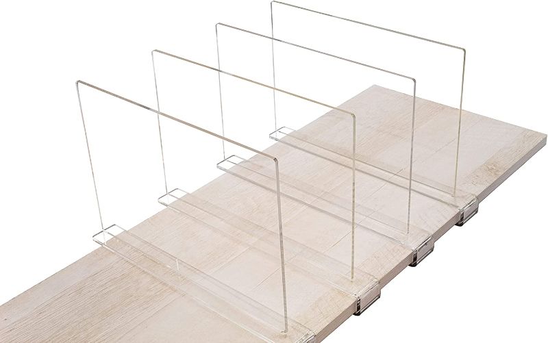 Photo 1 of A & R 4 Pack Acrylic Shelf Dividers - Clear Vertical Closet Organizer