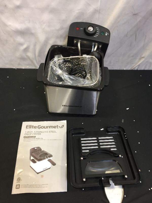 Photo 1 of ELITE GOURMET 1.6QT STAINLESS STEEL DEEP FRYER 