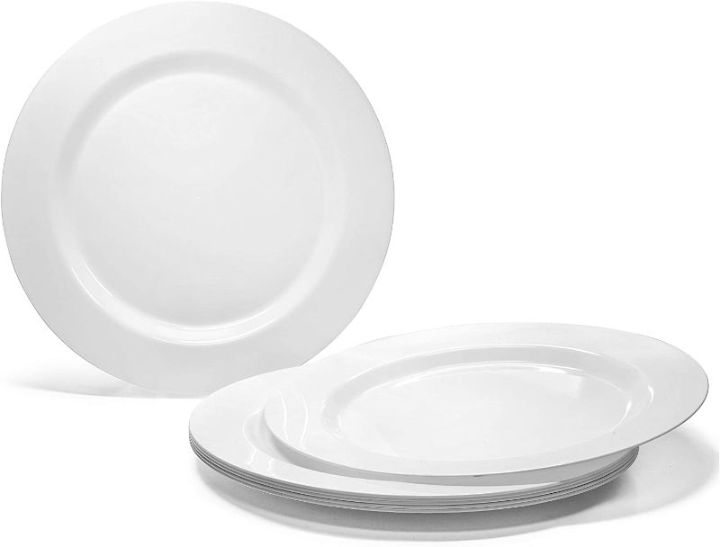 Photo 1 of 40 Plates Pack, Heavyweight Disposable Wedding Party Plastic Plates 10.5"