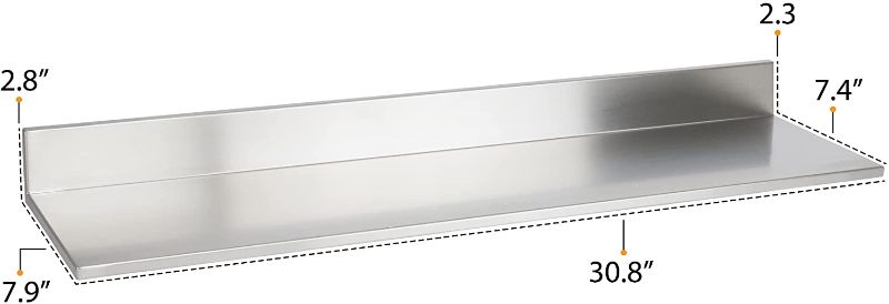 Photo 1 of 1-piece--Wallniture Plat Stainless Steel Wall Shelf Heavy Duty Restaurant Bar Cafe & Home Kitchen Organization and Storage Shelf --30.8" Silver
