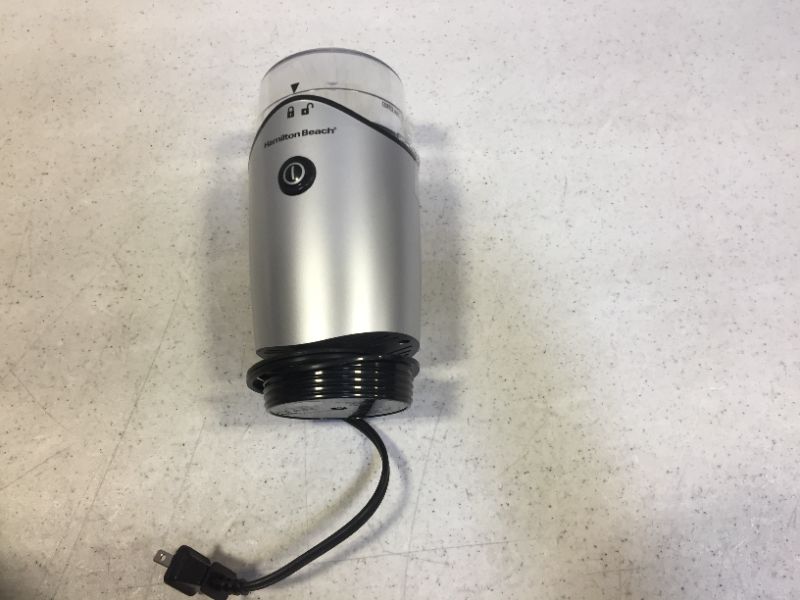 Photo 1 of Hamilton Beach Fresh Grind Electric Coffee Grinder for Beans, Spices and More, Stainless Steel Blades, Removable Chamber, Makes up to 12 Cups, Silver
