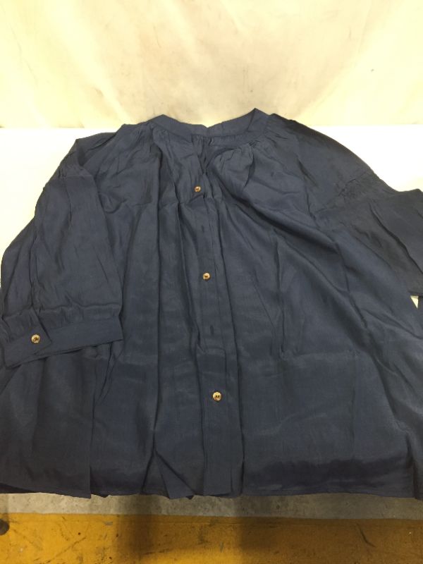 Photo 2 of WOMENS NAVY SOFT LIKE SEE THROUGH MATERIAL BLOUSE SIZE MEDIUM 