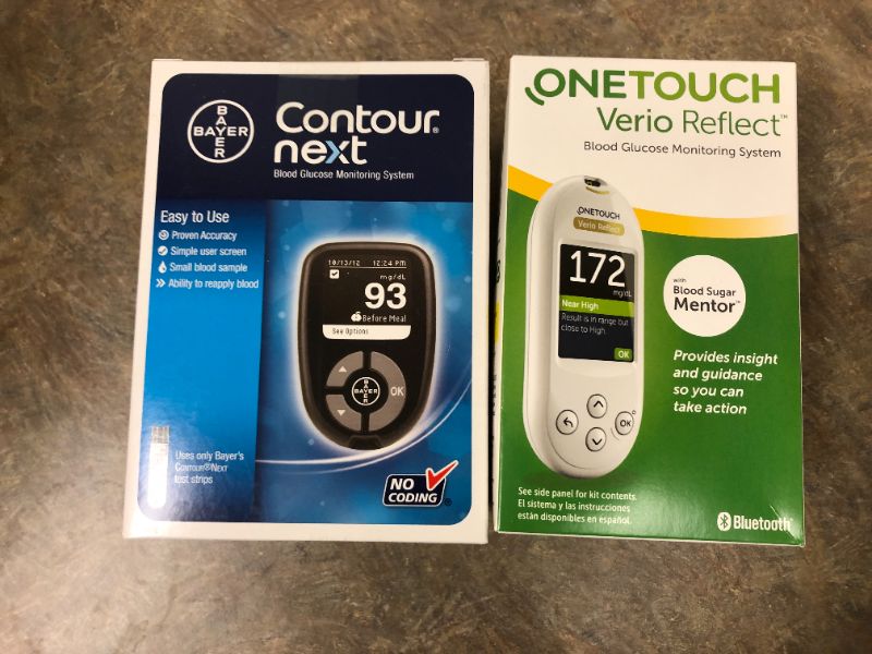 Photo 1 of OneTouch Verio Reflect Blood Glucose Monitoring System and Bayer Contour Next Blood Glucose Monitoring System