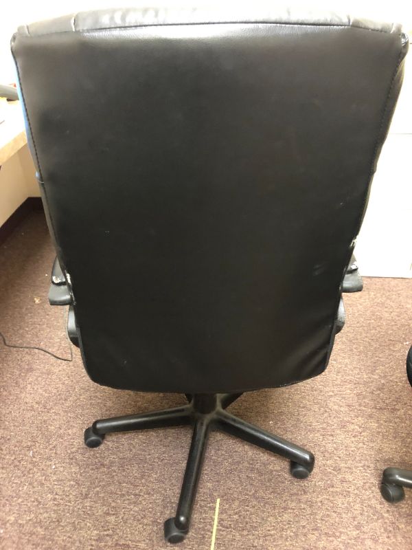 Photo 5 of 3 Black Office Chairs 1 Leather 2 Cloth