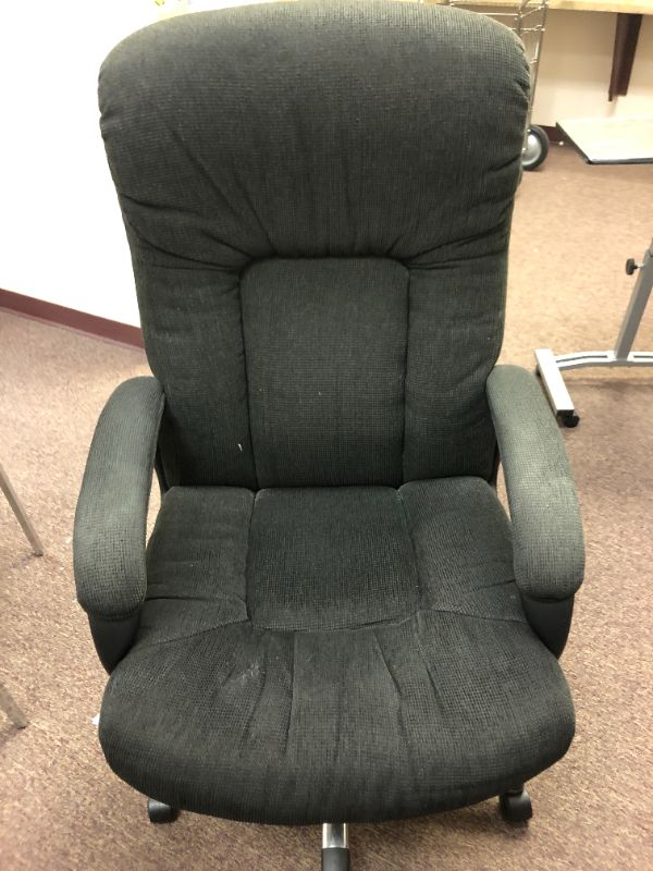 Photo 4 of 3 Black Office Chairs 1 Leather 2 Cloth