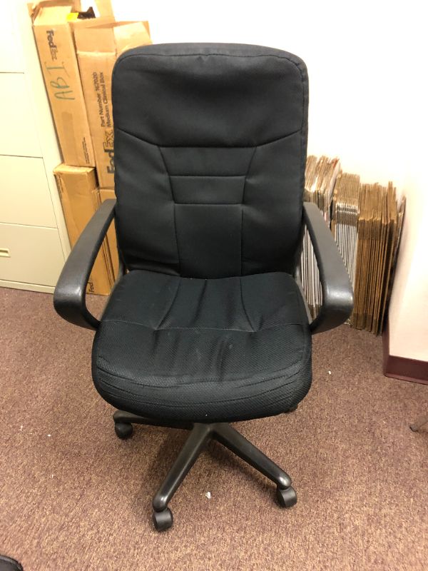 Photo 1 of 3 Black Office Chairs 1 Leather 2 Cloth