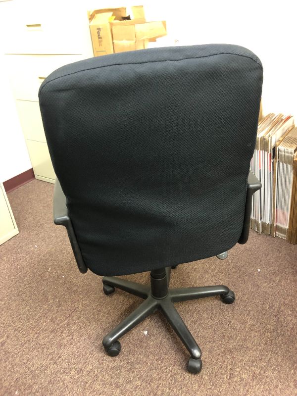 Photo 3 of 3 Black Office Chairs 1 Leather 2 Cloth