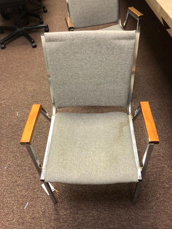 Photo 3 of 3 Grey Chairs and Black Rolling Mini Desk 