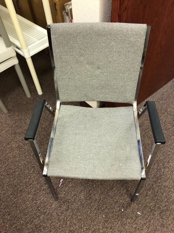 Photo 2 of 3 Grey Chairs and Black Rolling Mini Desk 