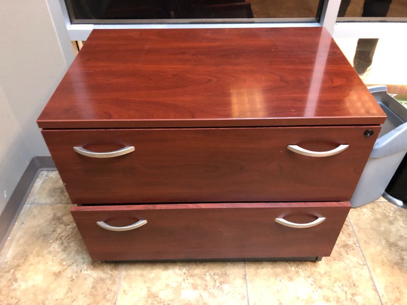 Photo 1 of 2 Drawer Cabinet Cherry Colored 