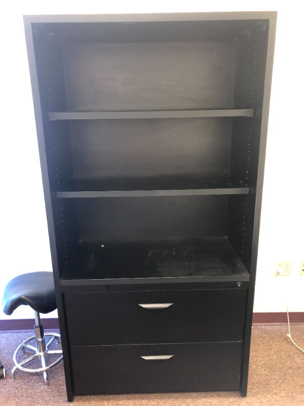 Photo 1 of 3 Tier and 2 Drawer Black Shelf Adjustable Shelf Heights 