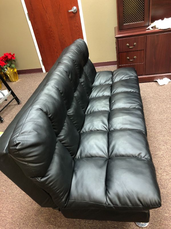 Photo 2 of faux leather futon sofa black used sold as is 