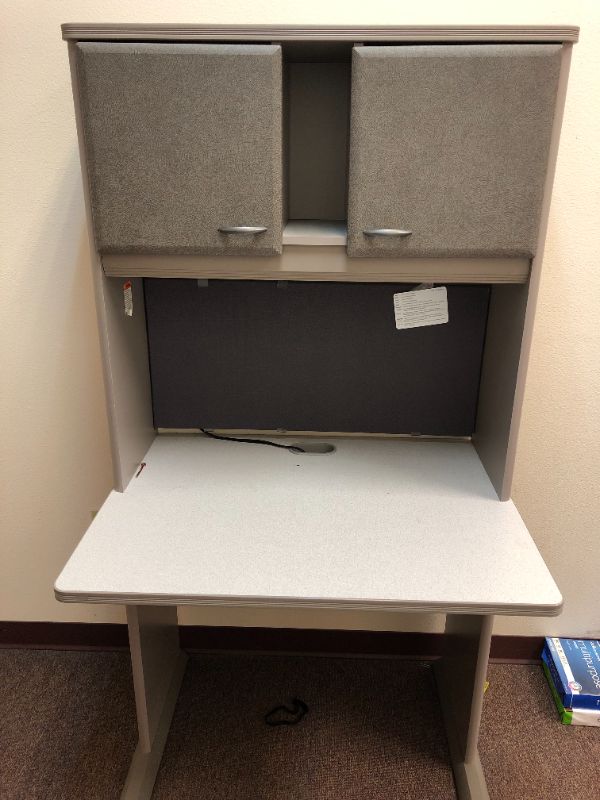 Photo 3 of medical desk with small cabinets grey single item sold as is 