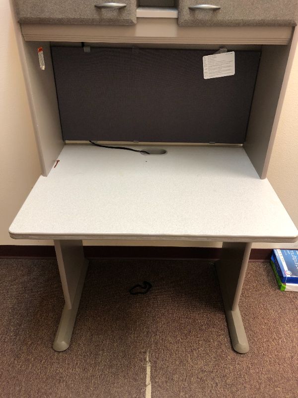 Photo 4 of medical desk with small cabinets grey single item sold as is 