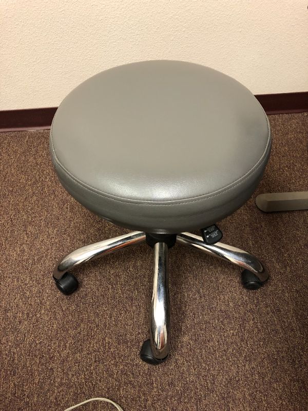 Photo 3 of medical desk, rolling stool and lamp set sold together as is 3 items 