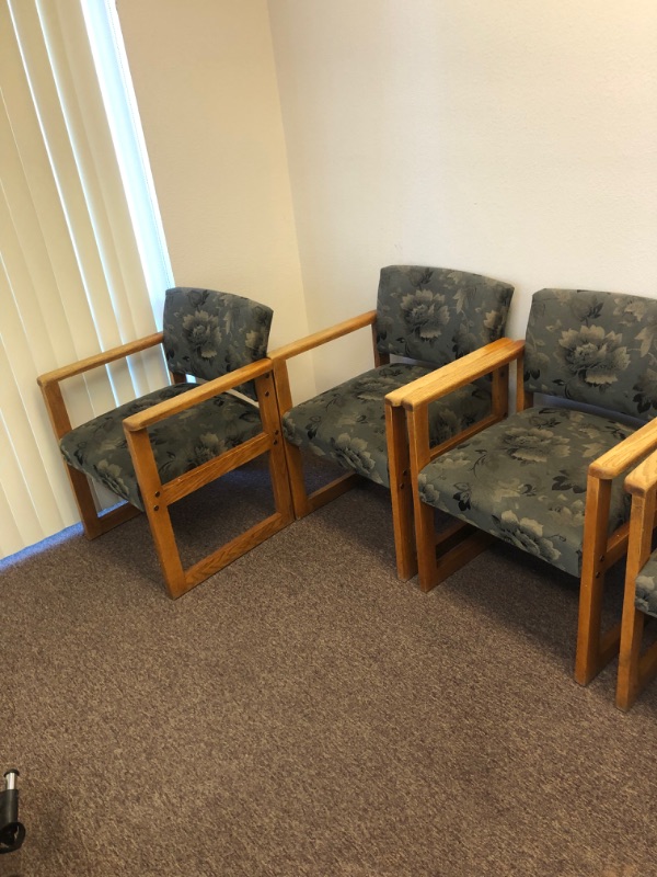 Photo 3 of 6 Cushioned Chairs with Wooden Armrests and Legs